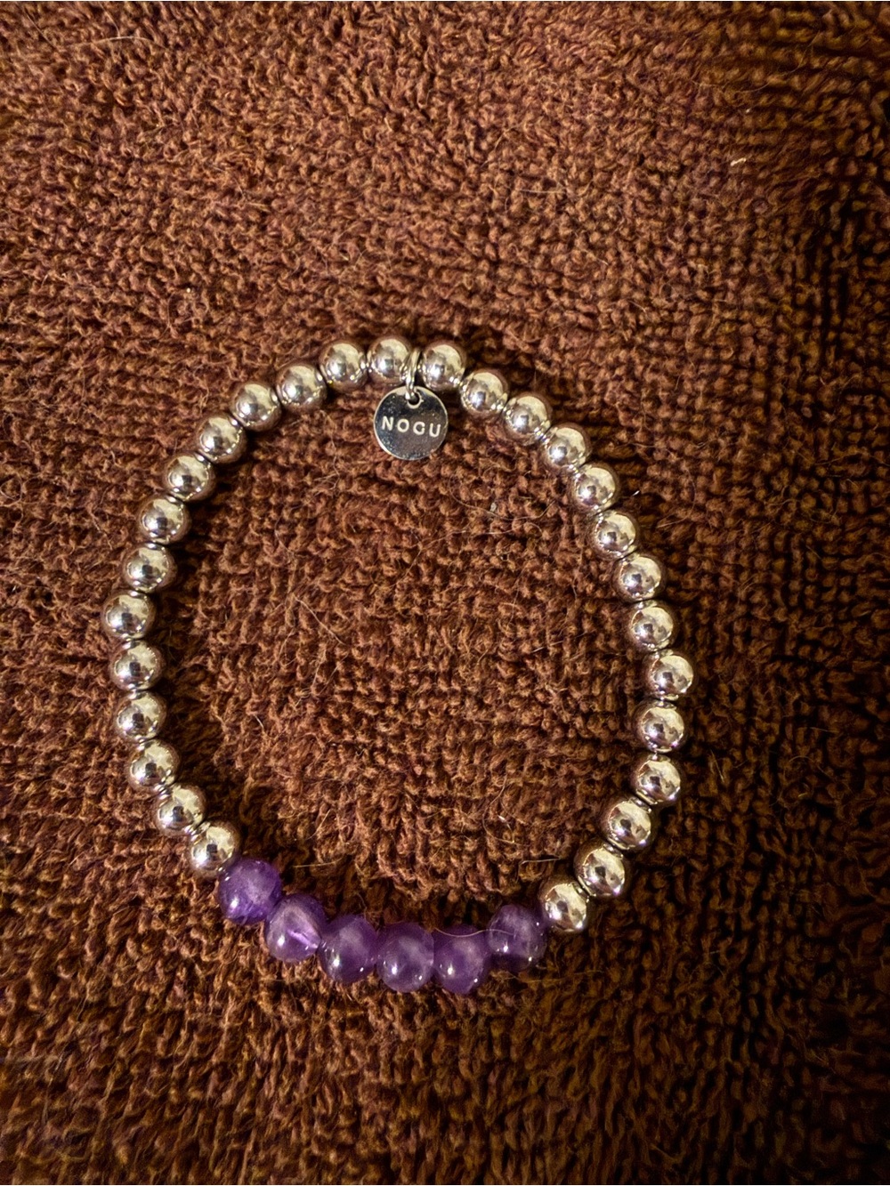 Silver Beaded Bracelet with Purple Accent Beads